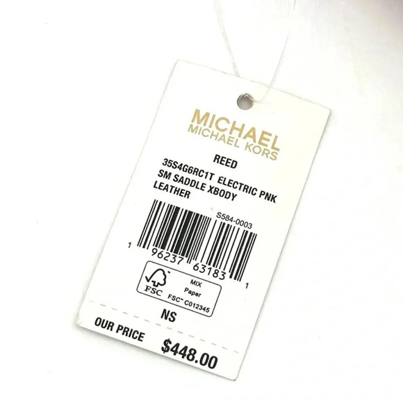 Michael Kors Small Reed Leather Saddle Crossbody Bag Electric Pink - Picture 10 of 10